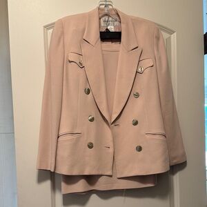 Jones New York Blush Double-Breasted Blazer and skirt